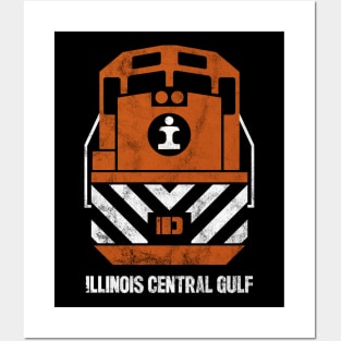 Vintage Illinois Central Gulf ICG Railroad Train Engine T-Shirt Posters and Art